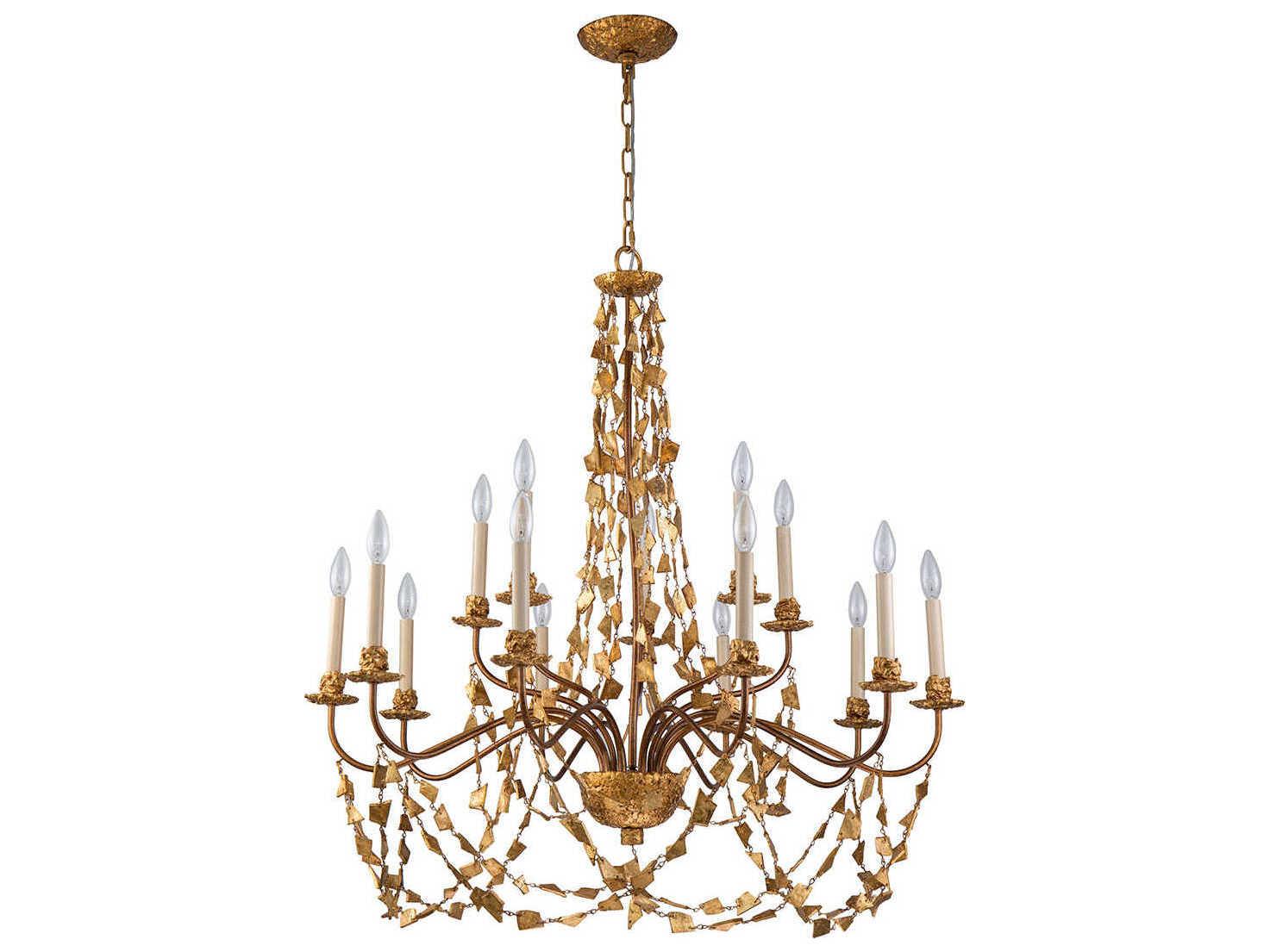 Lucas McKearn Mosaic 15-Light Gold Leaf Candelabra Chandelier