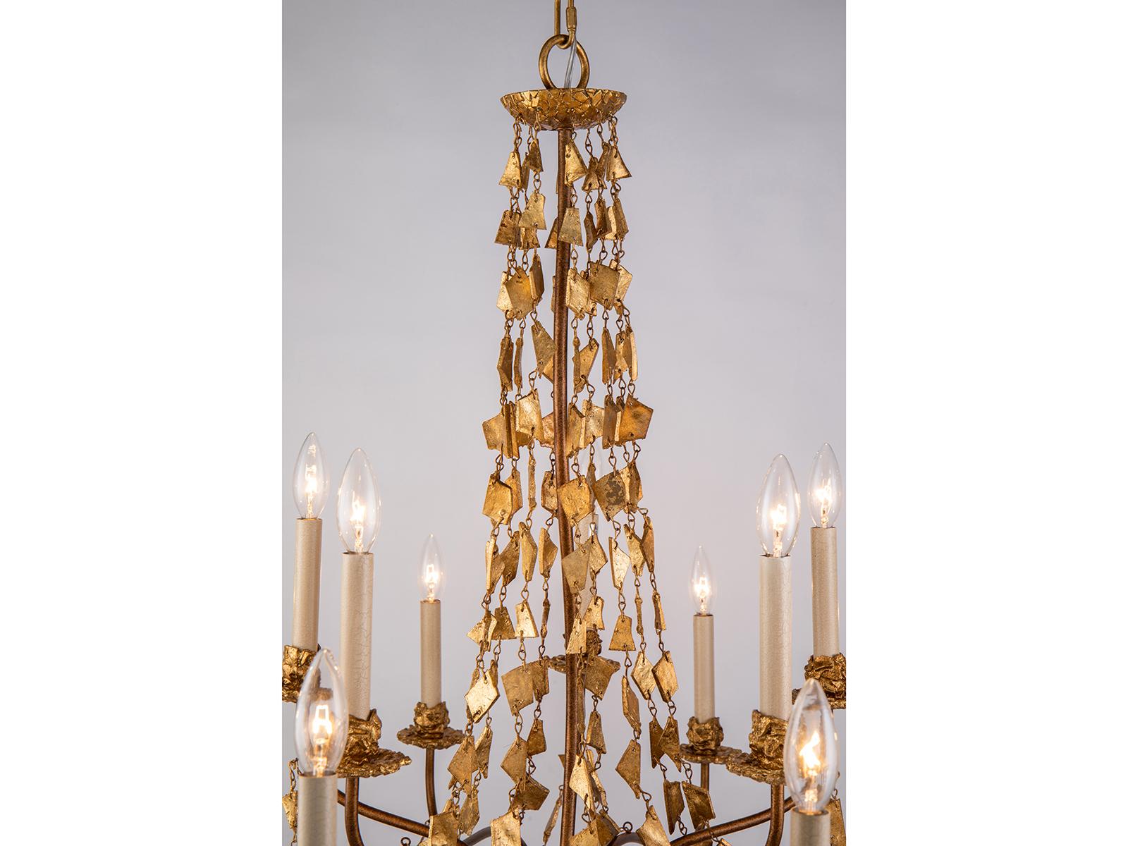 Lucas McKearn Mosaic 15-Light Gold Leaf Candelabra Chandelier