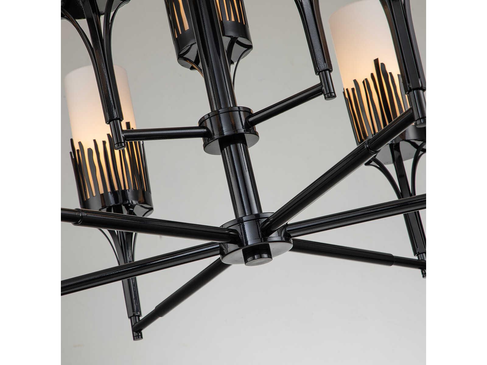 Lucas McKearn Sawgrass 9-Light Matte Black Glass Cylinder Chandelier
