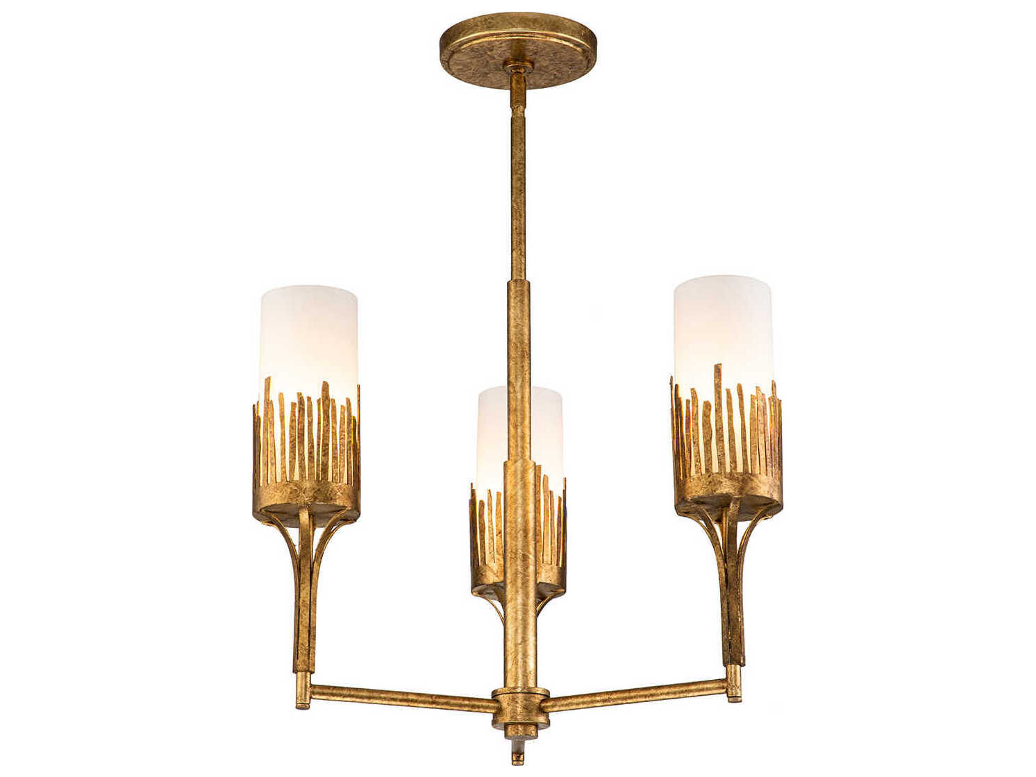 Lucas McKearn Sawgrass 3-Light Gold Leaf Glass Cylinder Chandelier
