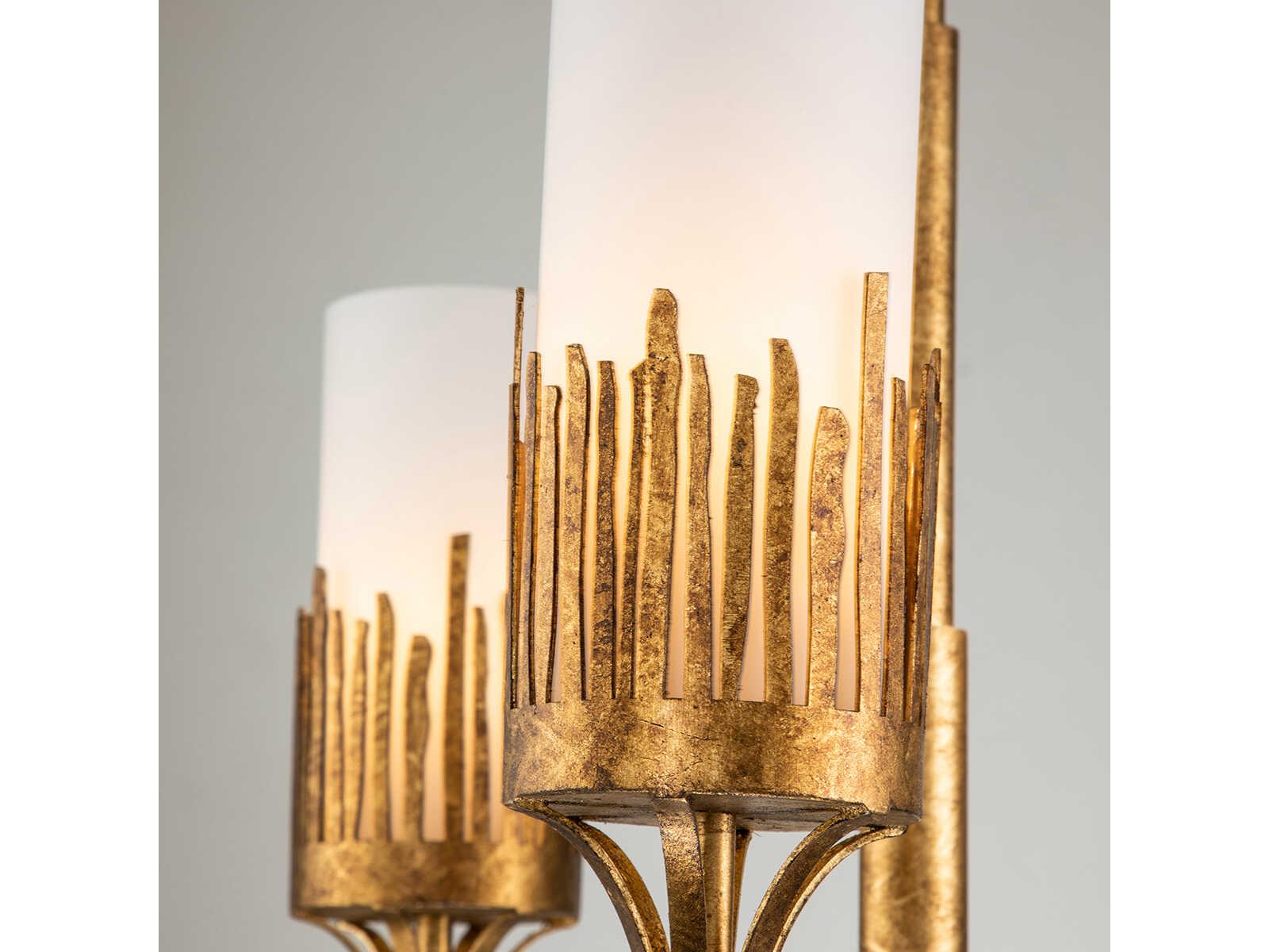Lucas McKearn Sawgrass 3-Light Gold Leaf Glass Cylinder Chandelier