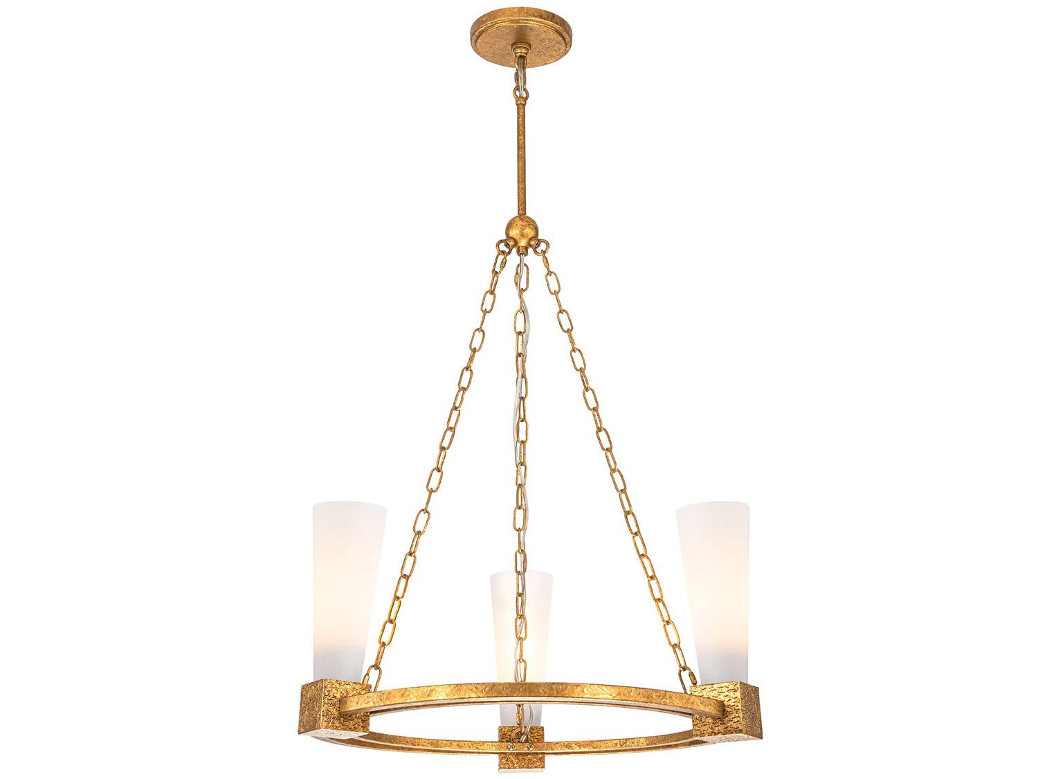 Lucas McKearn Kristy 3-Light Distressed Gold Cylinder Chandelier