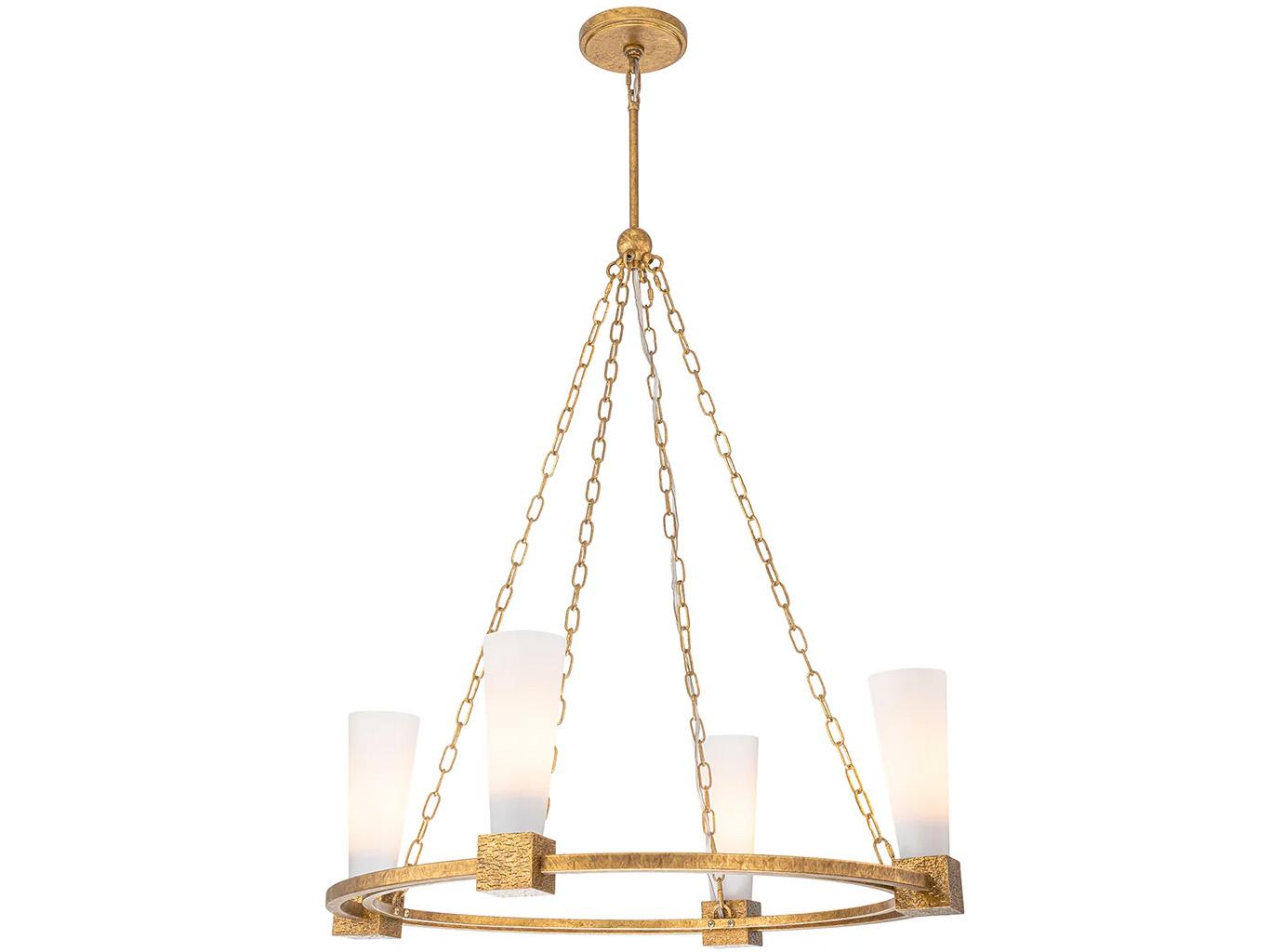 Lucas McKearn Kristy 4-Light Distressed Gold Cylinder Chandelier
