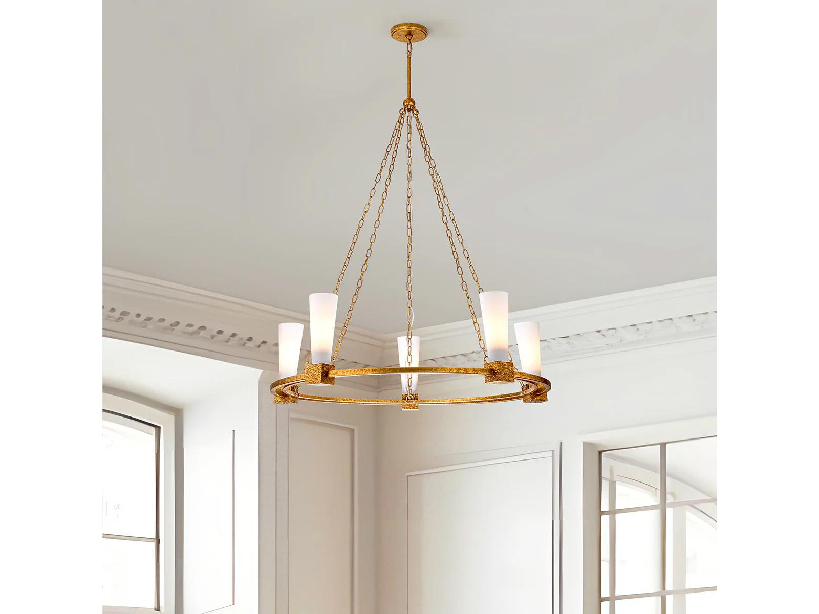 Lucas McKearn Kristy 5-Light Distressed Gold Cylinder Chandelier