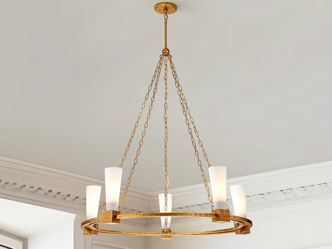 Lucas McKearn Kristy 5-Light Distressed Gold Cylinder Chandelier