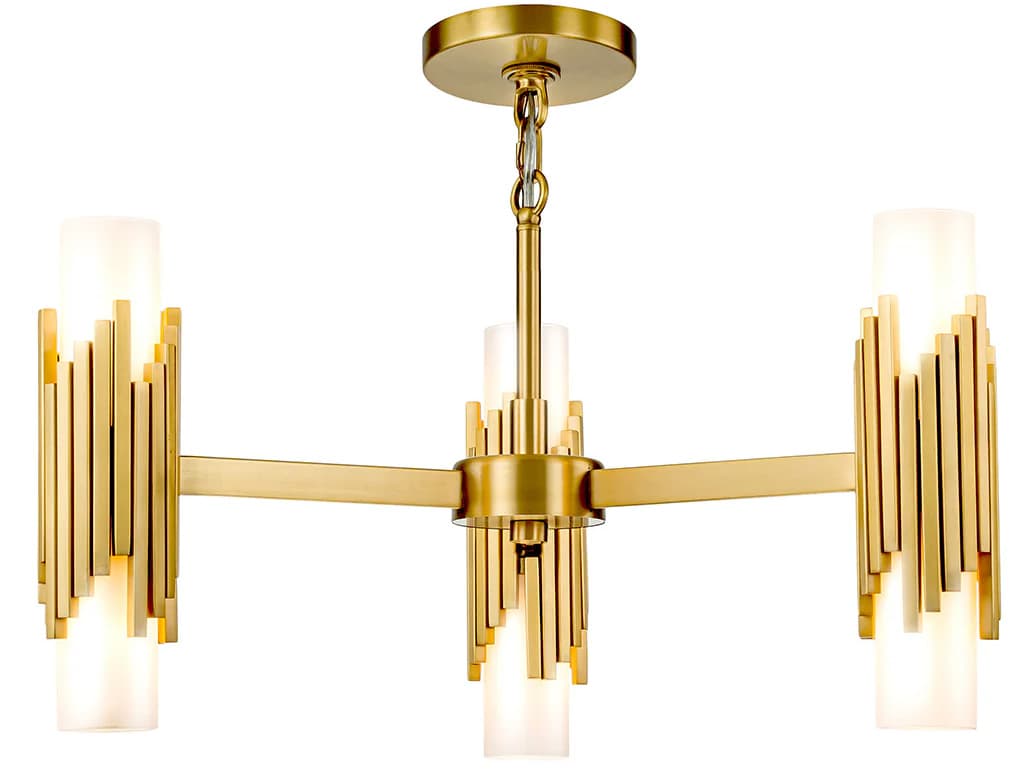Lucas McKearn Marvel 6-Light Aged Brass Cylinder Chandelier