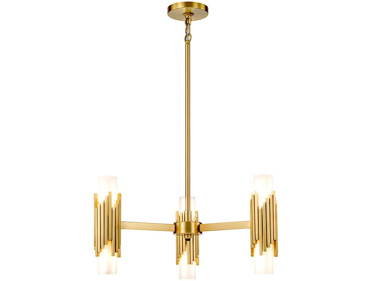 Lucas McKearn Marvel 6-Light Aged Brass Cylinder Chandelier
