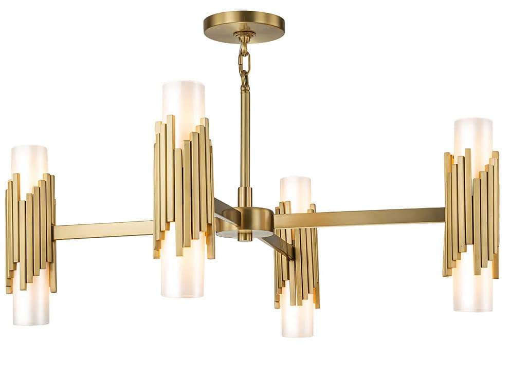 Lucas McKearn Marvel 8-Light Aged Brass Cylinder Chandelier