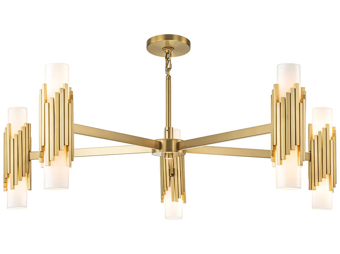 Lucas McKearn Marvel 10-Light Aged Brass Cylinder Chandelier