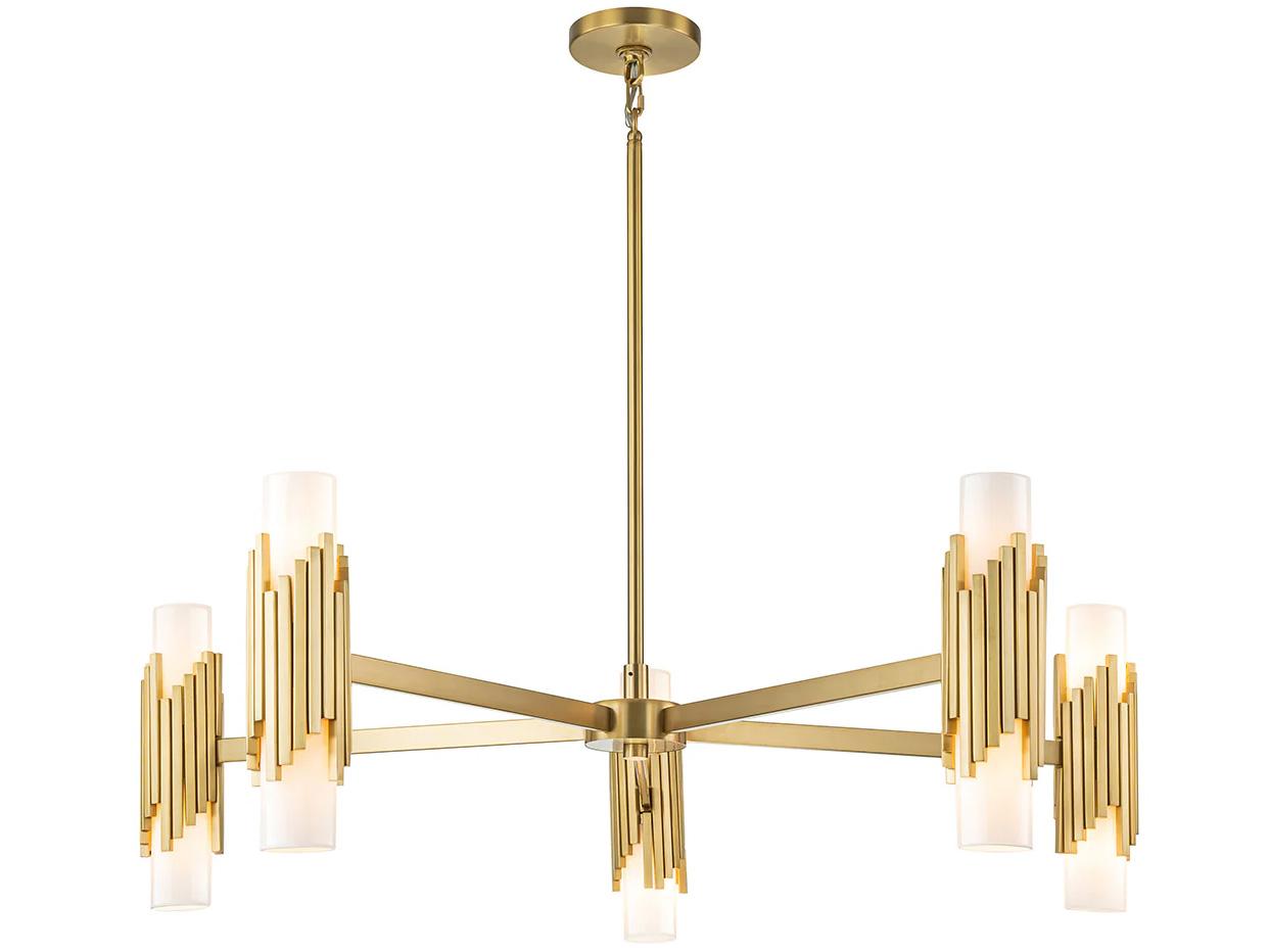 Lucas McKearn Marvel 10-Light Aged Brass Cylinder Chandelier