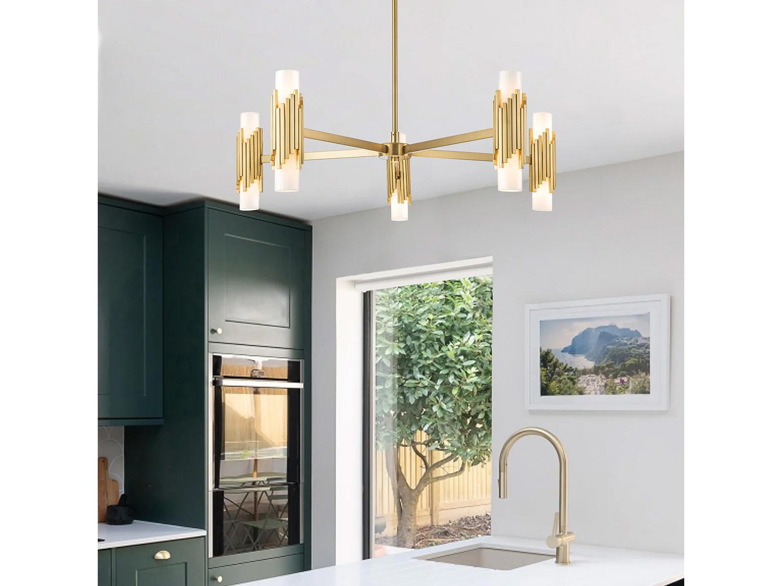 Lucas McKearn Marvel 10-Light Aged Brass Cylinder Chandelier