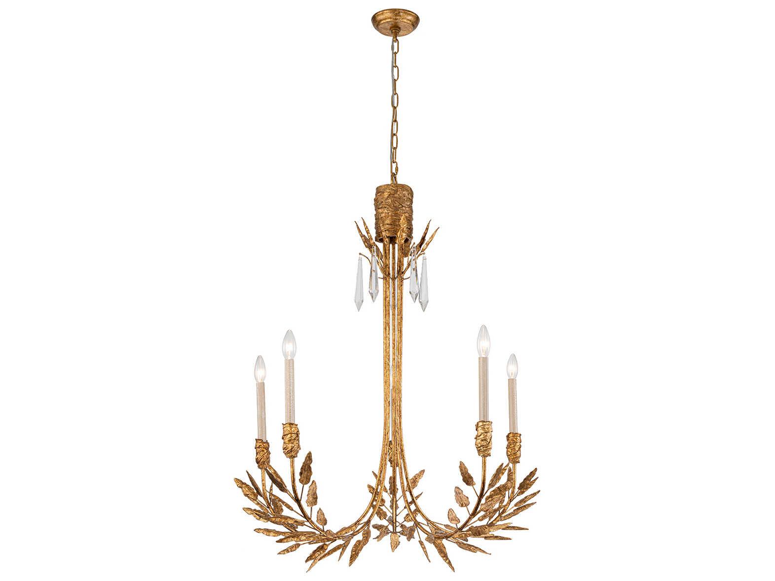 Lucas McKearn Palm Dor 5-Light Gold Candelabra Chandelier