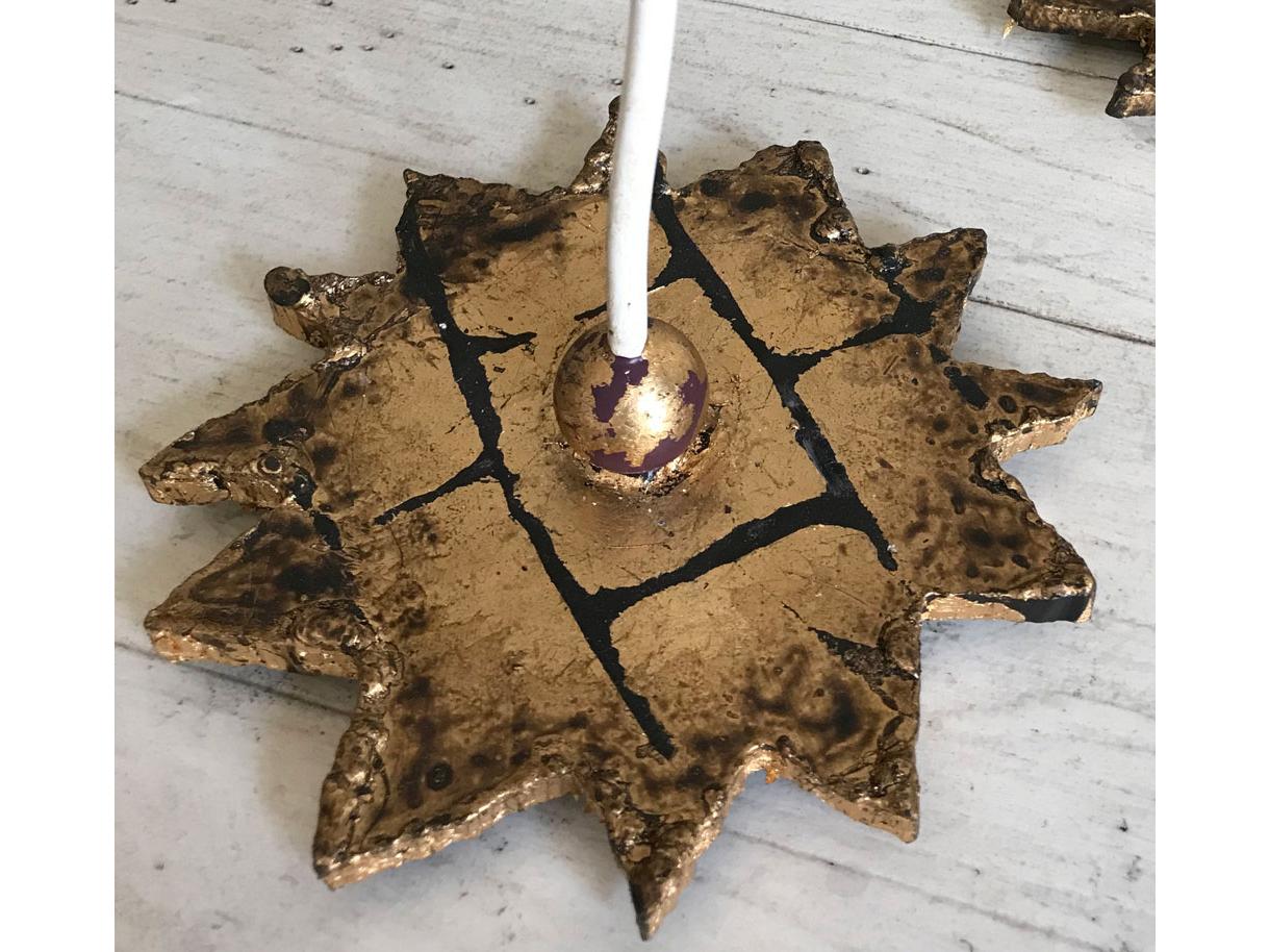 Lucas McKearn Venetian Gold Leaf 19" High Candle Holder