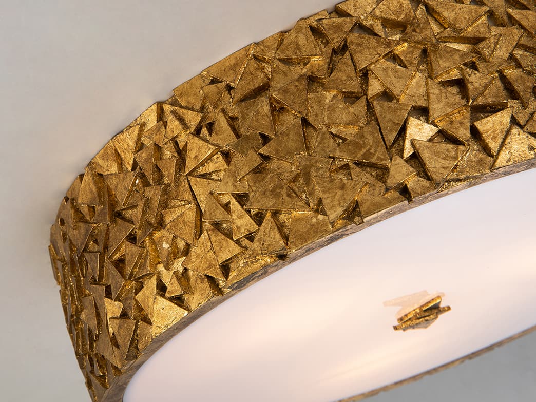 Lucas McKearn Mosaic 3-Light Gold Glass Drum Geometric Flush Mount