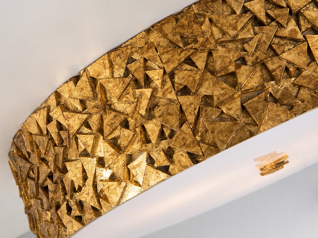 Lucas McKearn Mosaic 4-Light Gold Glass Drum Geometric Flush Mount