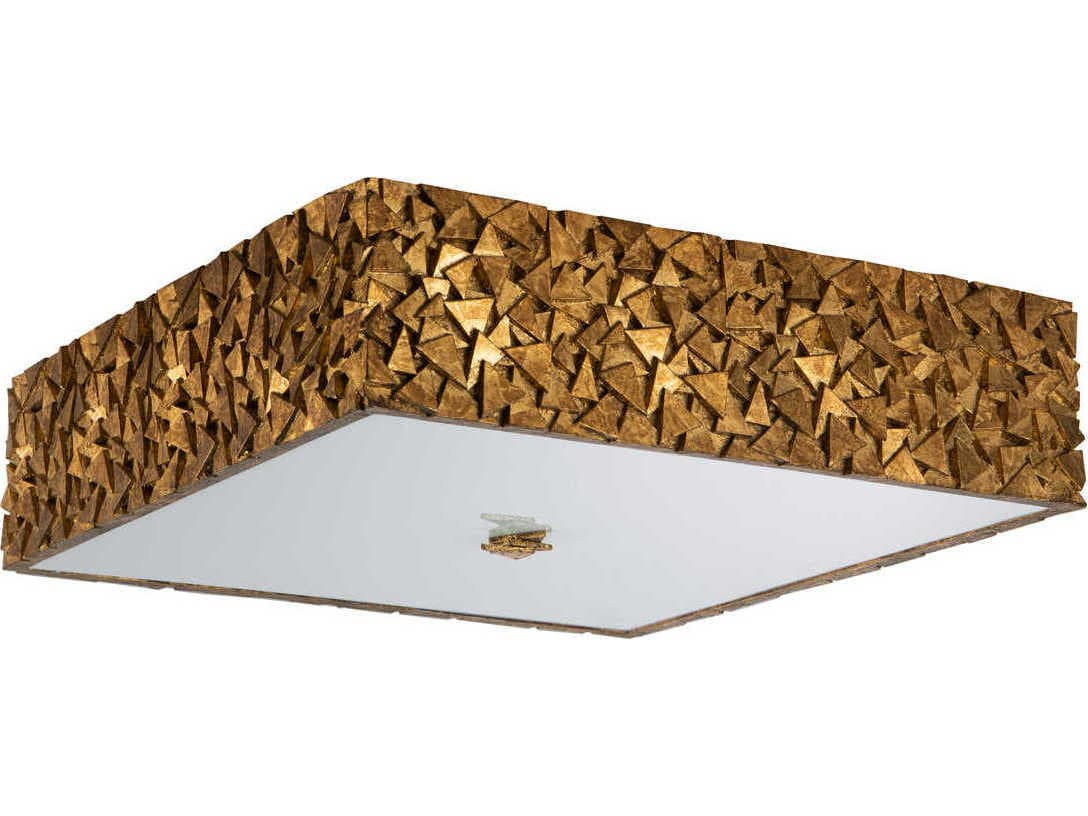 Lucas McKearn Mosaic 3-Light Gold Glass Geometric Flush Mount