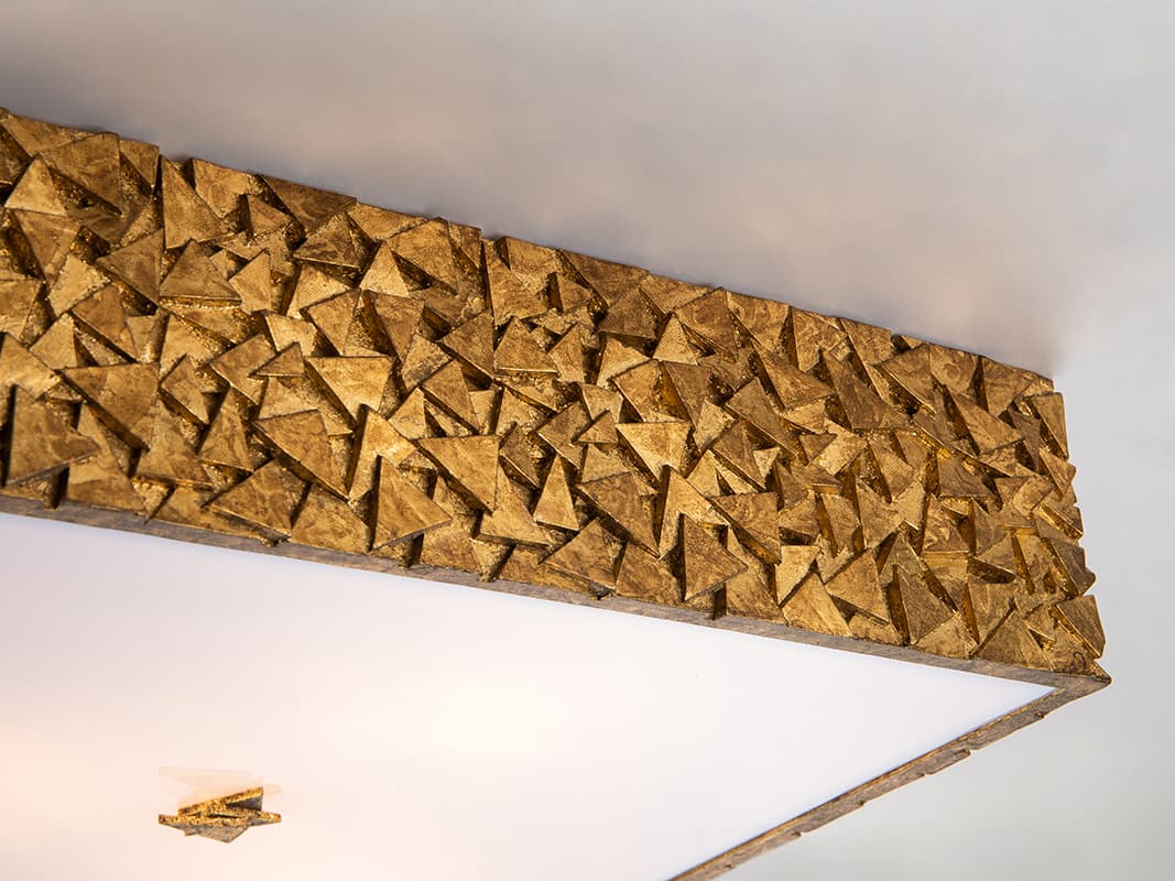 Lucas McKearn Mosaic 3-Light Gold Glass Geometric Flush Mount