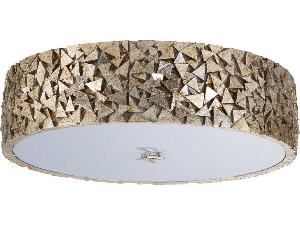 Lucas McKearn Mosaic 3-Light Silver Glass Geometric Round Flush Mount