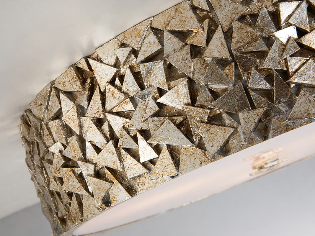 Lucas McKearn Mosaic 3-Light Silver Glass Geometric Round Flush Mount