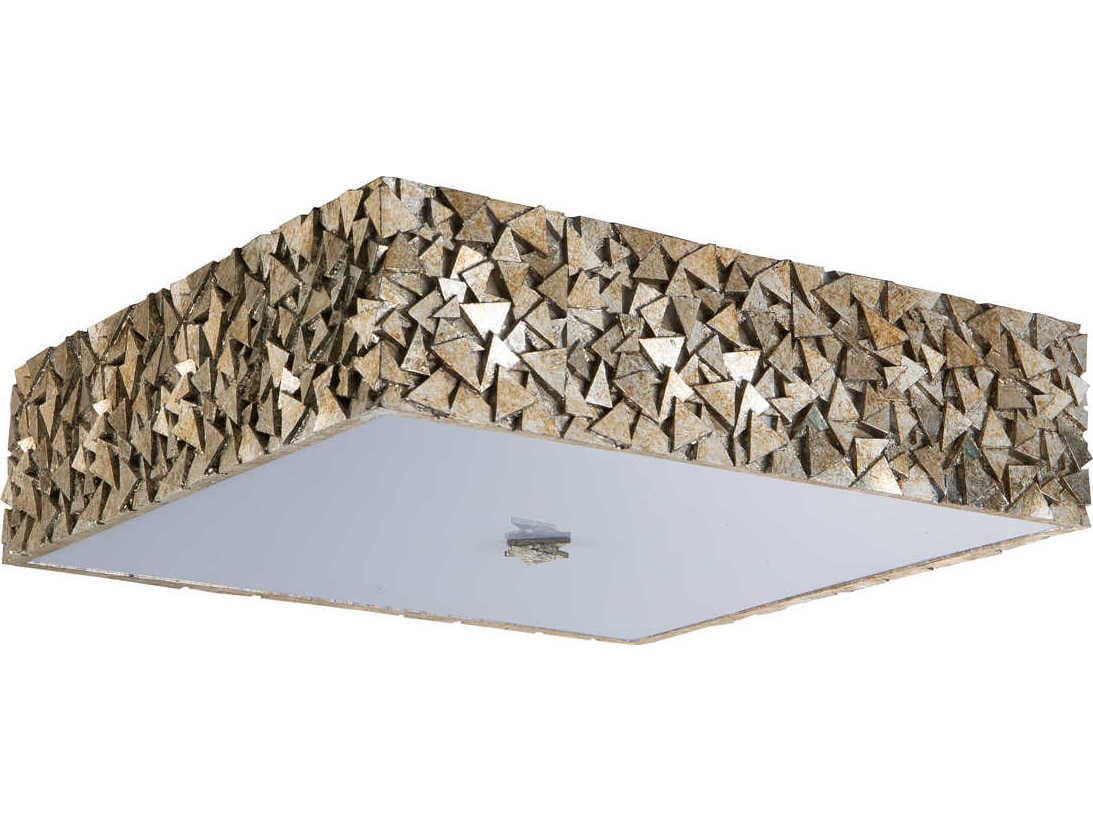 Lucas McKearn Mosaic 3-Light Silver Glass Geometric Flush Mount