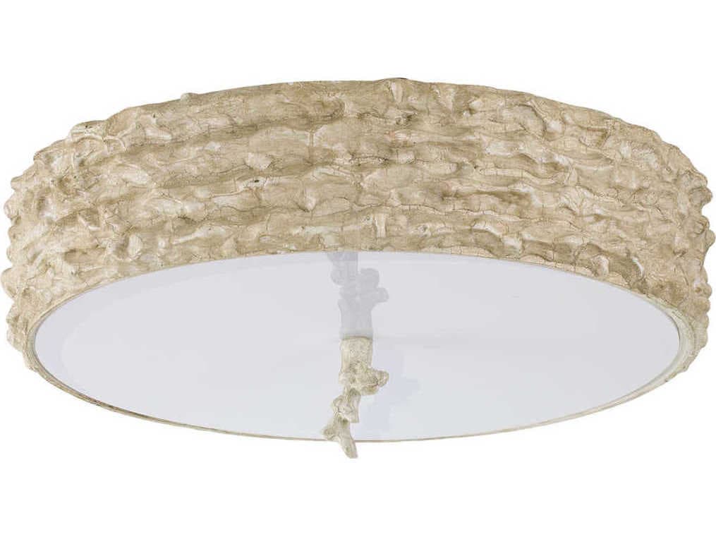 Lucas McKearn Trellis 3-Light Bone Brown Glass Round Flush Mount