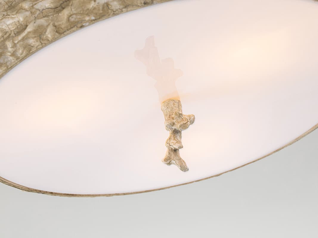 Lucas McKearn Trellis 3-Light Bone Brown Glass Round Flush Mount