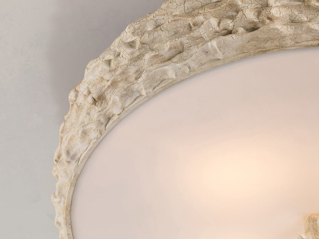 Lucas McKearn Trellis 4-Light Bone Brown Glass Round Flush Mount