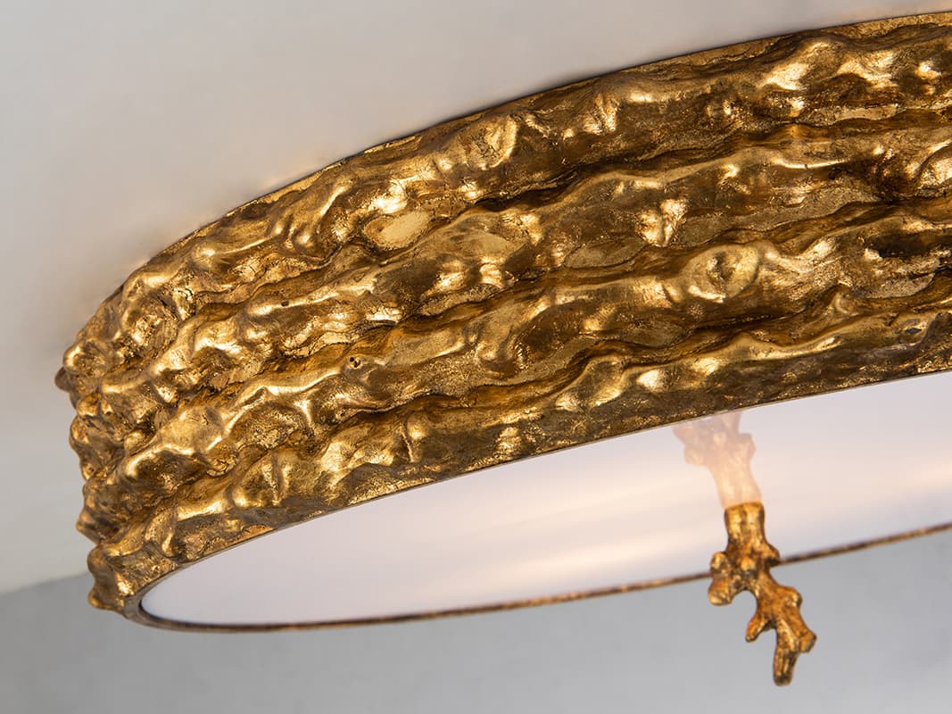 Lucas McKearn Trellis 4-Light Gold Leaf Glass Round Flush Mount