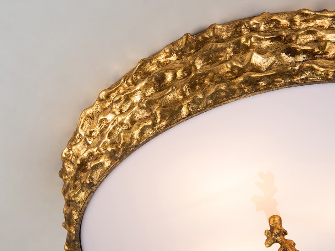 Lucas McKearn Trellis 4-Light Gold Leaf Glass Round Flush Mount