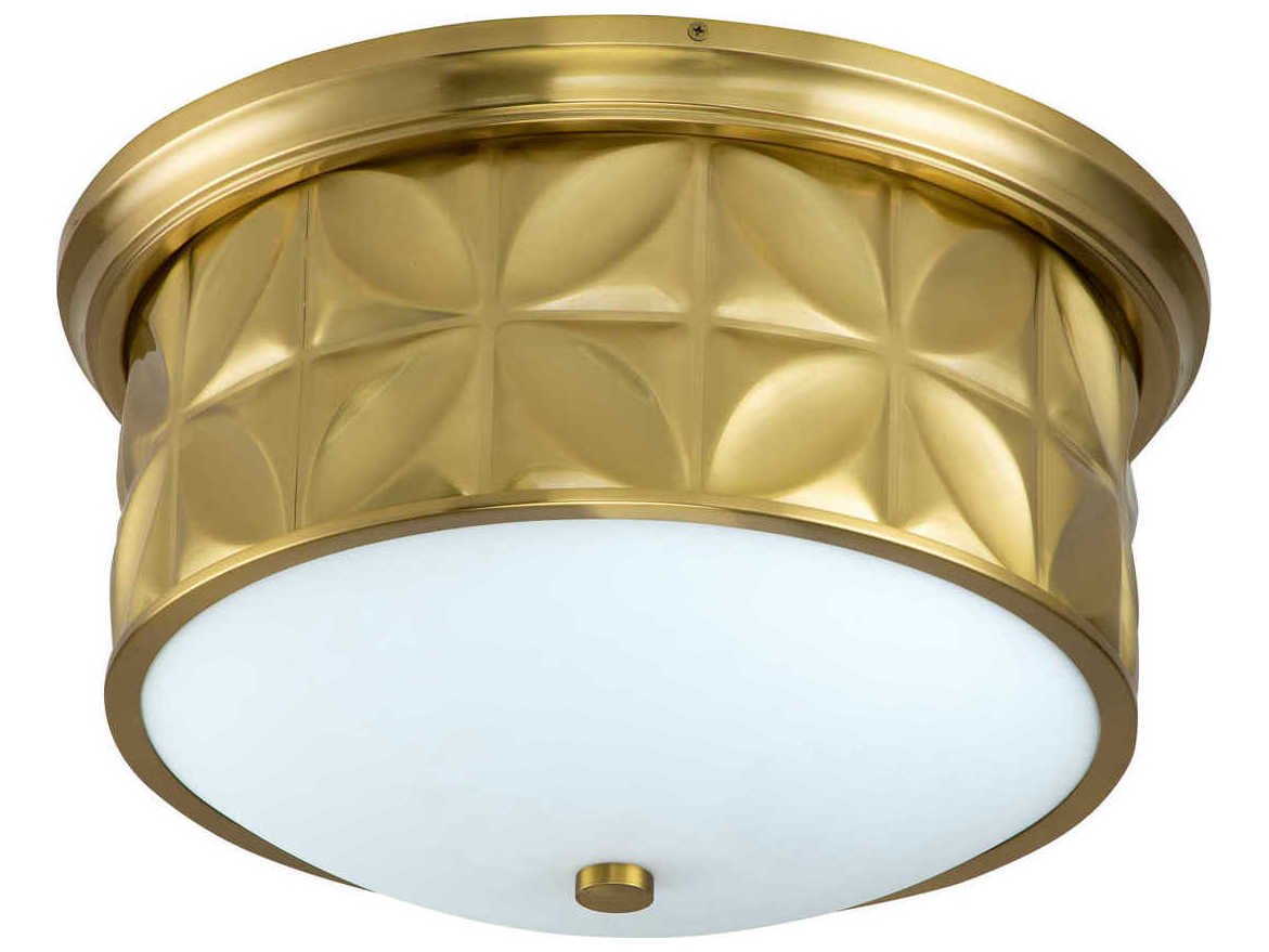 Lucas McKearn Epsilon 3-Light Aged Brass Glass Geometric Flush Mount