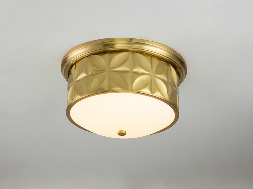 Lucas McKearn Epsilon 3-Light Aged Brass Glass Geometric Flush Mount