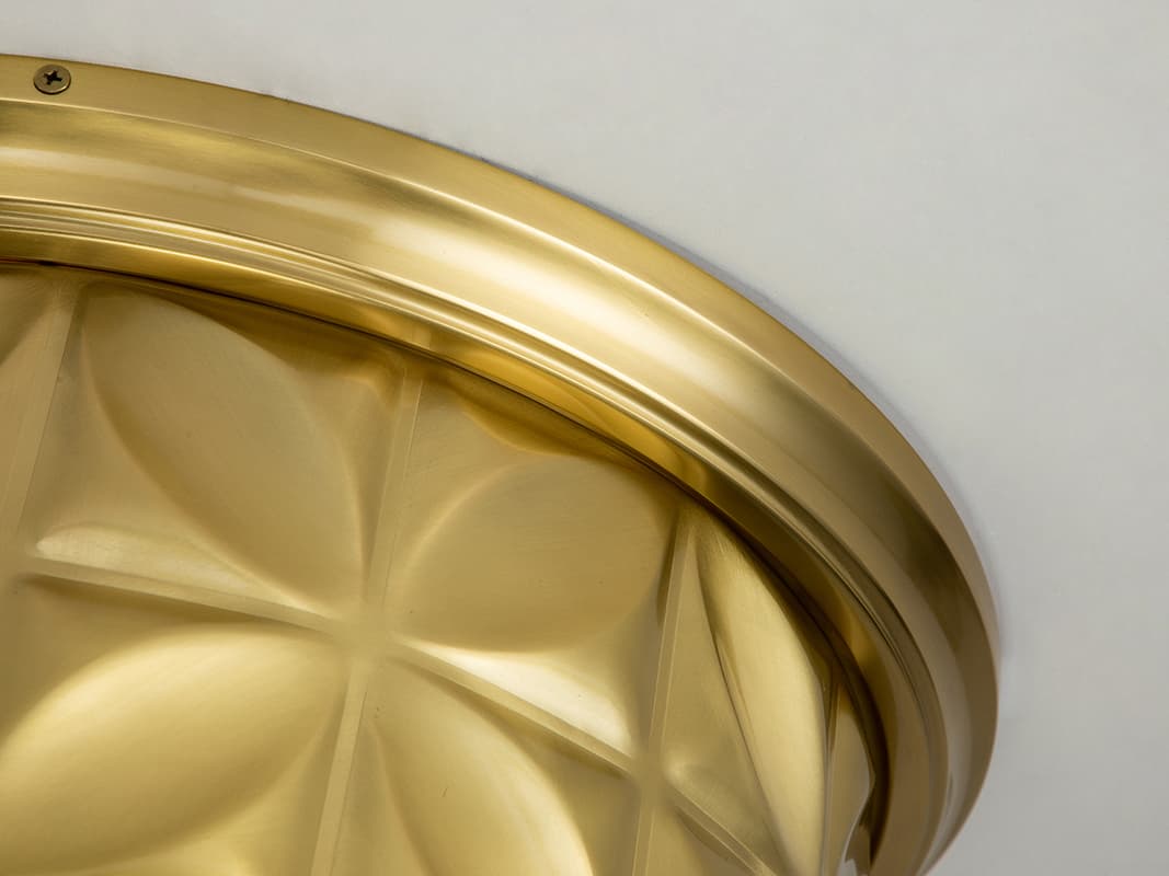 Lucas McKearn Epsilon 3-Light Aged Brass Glass Geometric Flush Mount