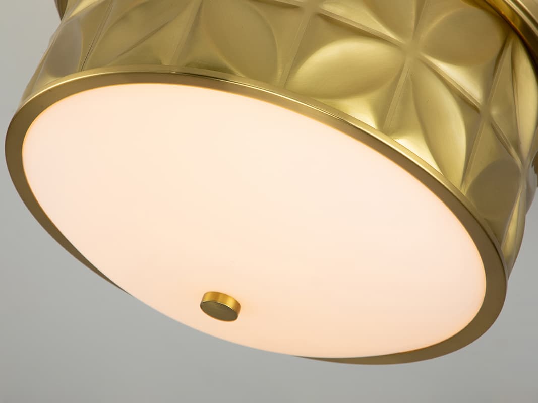 Lucas McKearn Epsilon 3-Light Aged Brass Glass Geometric Flush Mount