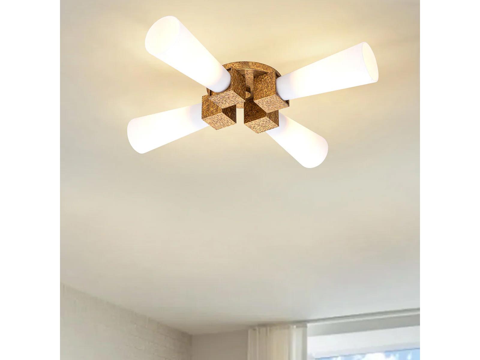 Lucas McKearn Kristy 4-Light Distressed Gold Flush Mount