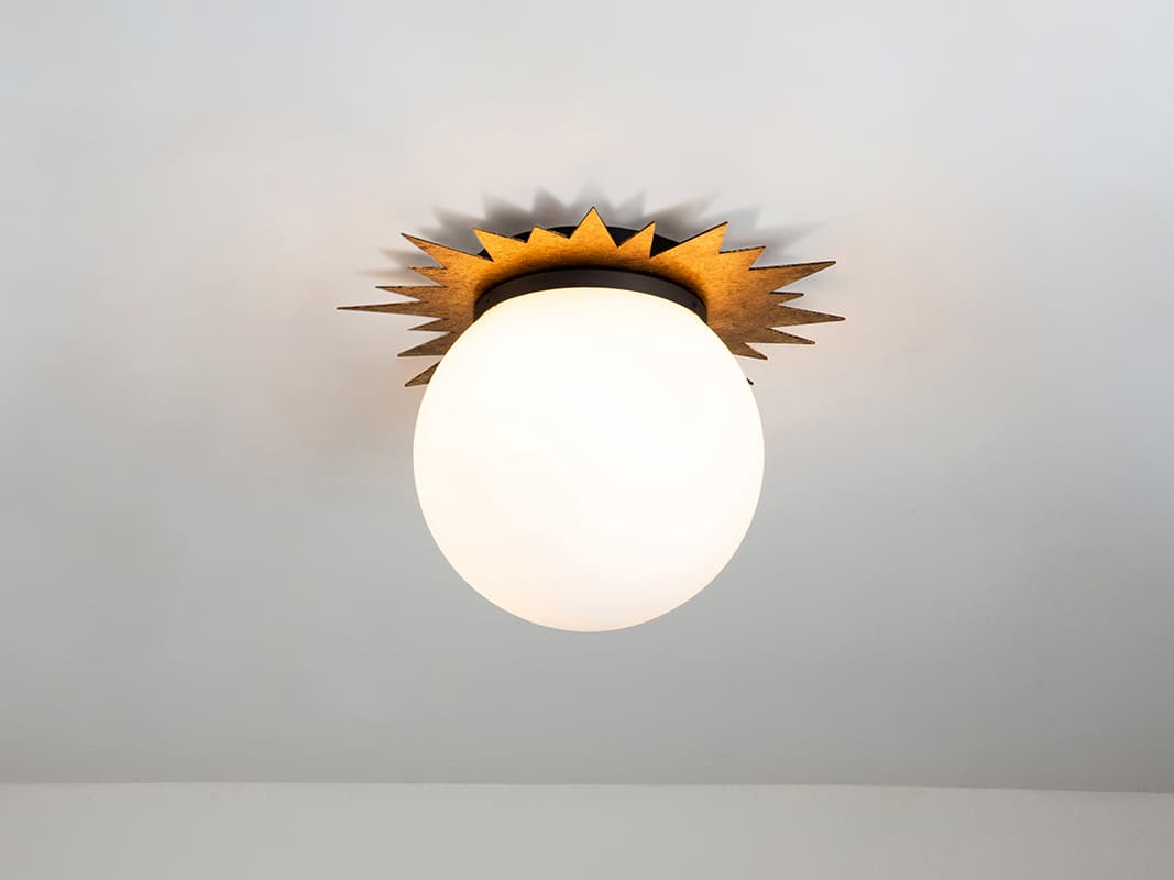 Lucas McKearn Soleil 3-Light Weathered Zinc Gold Glass LED Globe Round Flush Mount