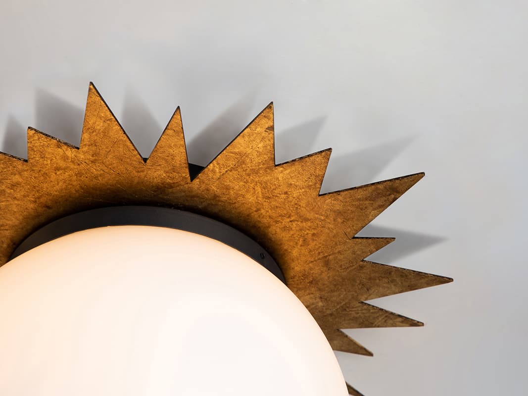 Lucas McKearn Soleil 3-Light Weathered Zinc Gold Glass LED Globe Round Flush Mount