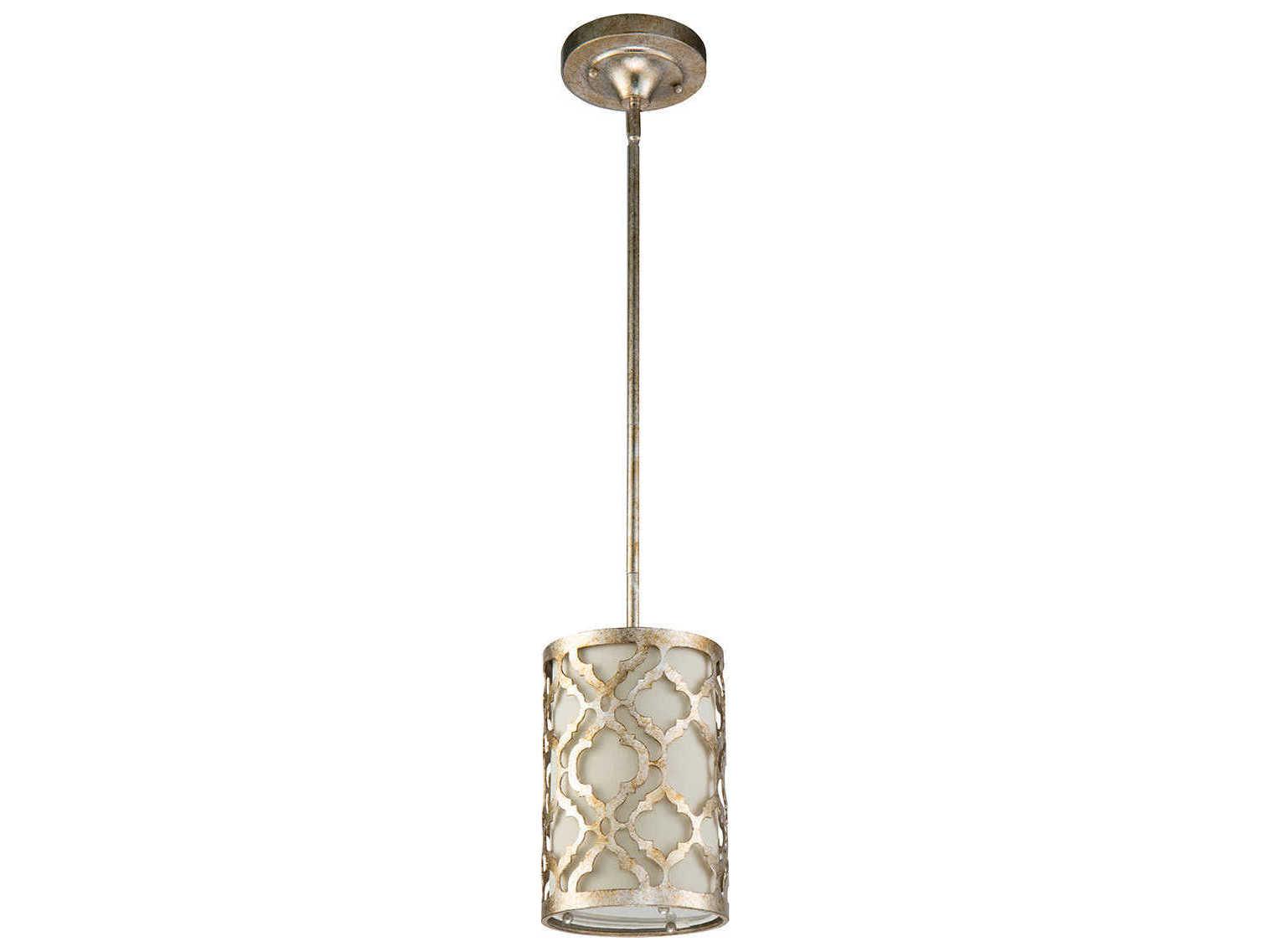 Lucas McKearn Arabella 1-Light Antique Silver Glass Cylinder Geometric Mini Pendant