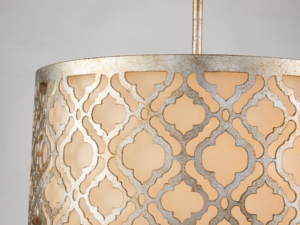 Lucas McKearn Arabella 2-Light Antique Silver Glass Drum Geometric Pendant