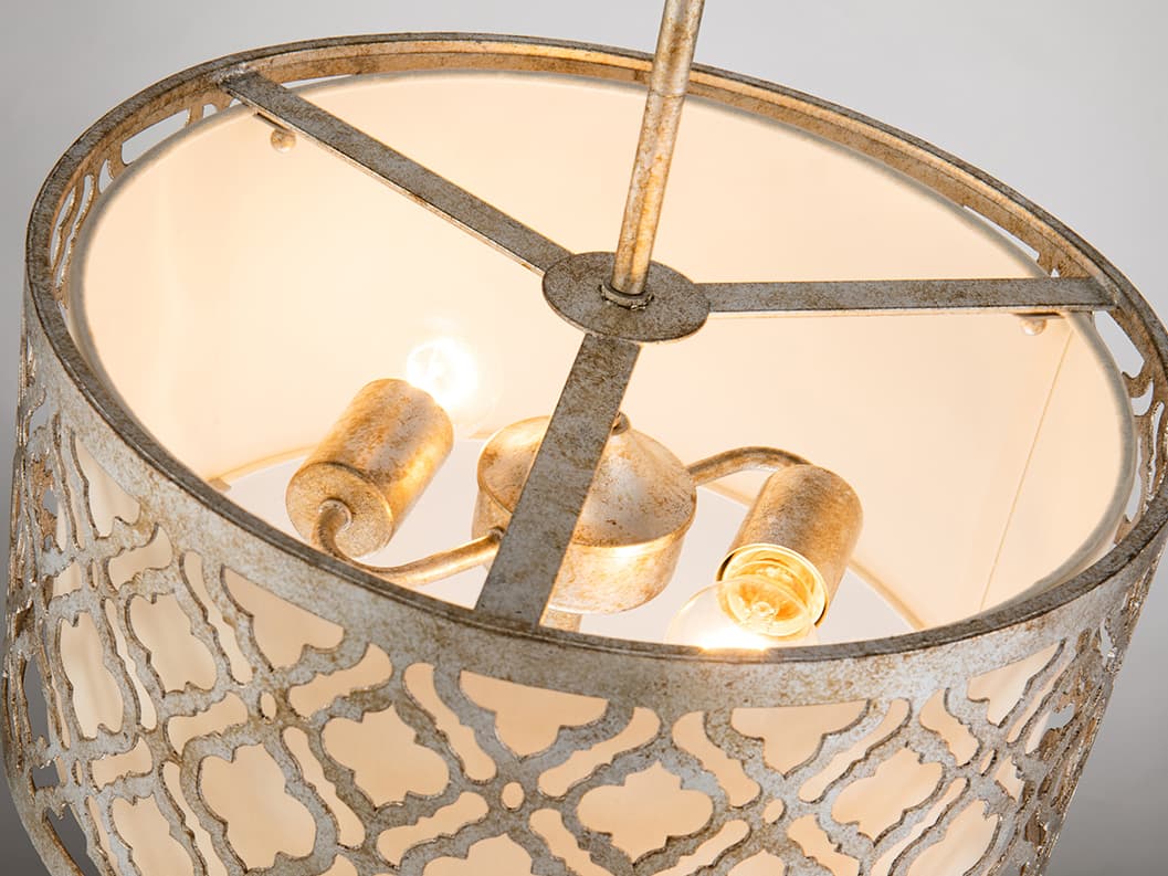 Lucas McKearn Arabella 2-Light Antique Silver Glass Drum Geometric Pendant