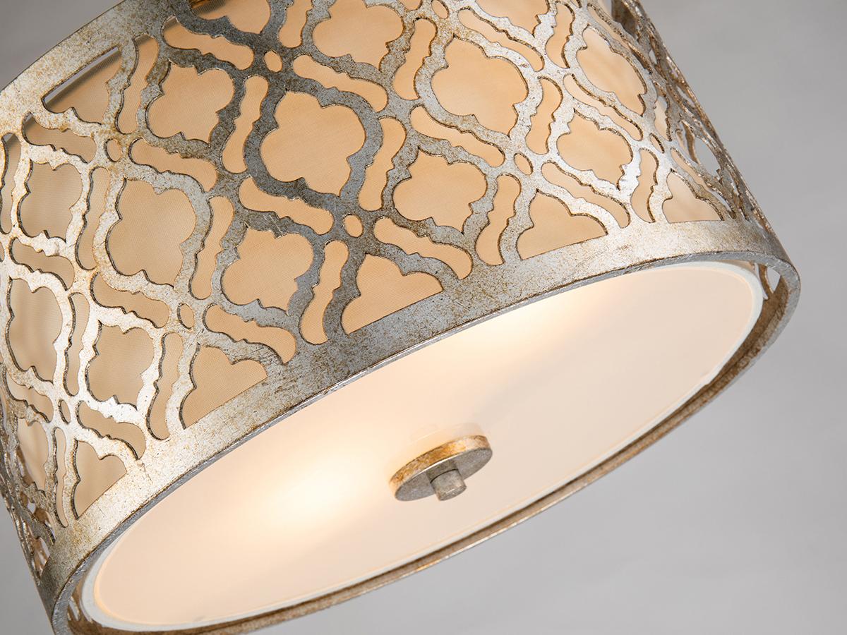 Lucas McKearn Arabella 2-Light Antique Silver Glass Drum Geometric Pendant