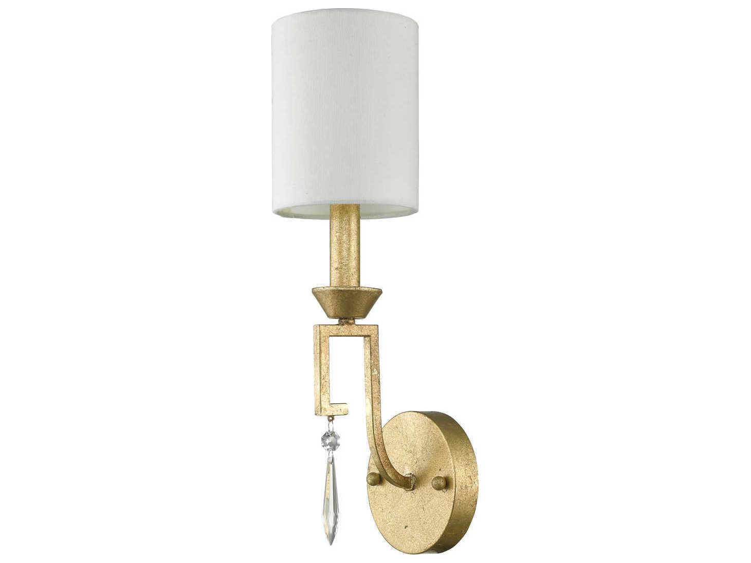 Lucas McKearn Lemuria 1-Light Distressed Gold Crystal Wall Sconce