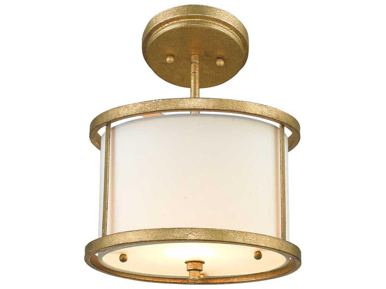 Lucas McKearn Lemuria 1-Light Distressed Gold Drum Round Mini Pendant