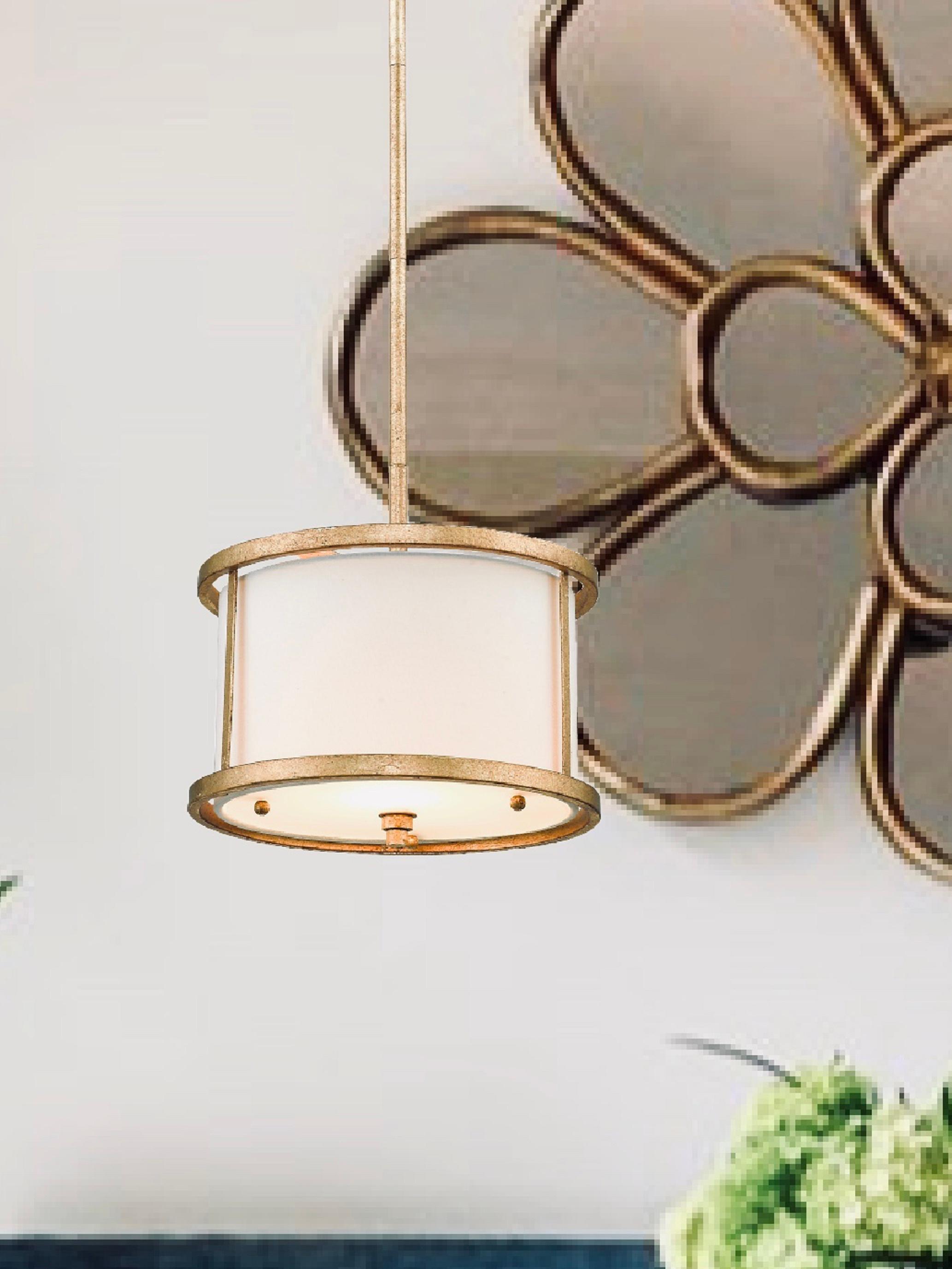 Lucas McKearn Lemuria 1-Light Distressed Gold Drum Round Mini Pendant