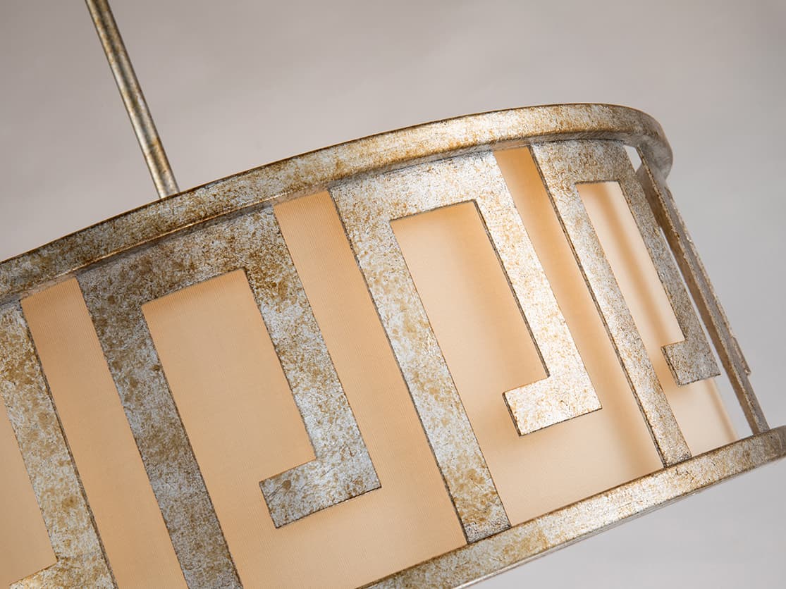 Lucas McKearn Lemuria 3-Light Antique Silver Drum Geometric Pendant