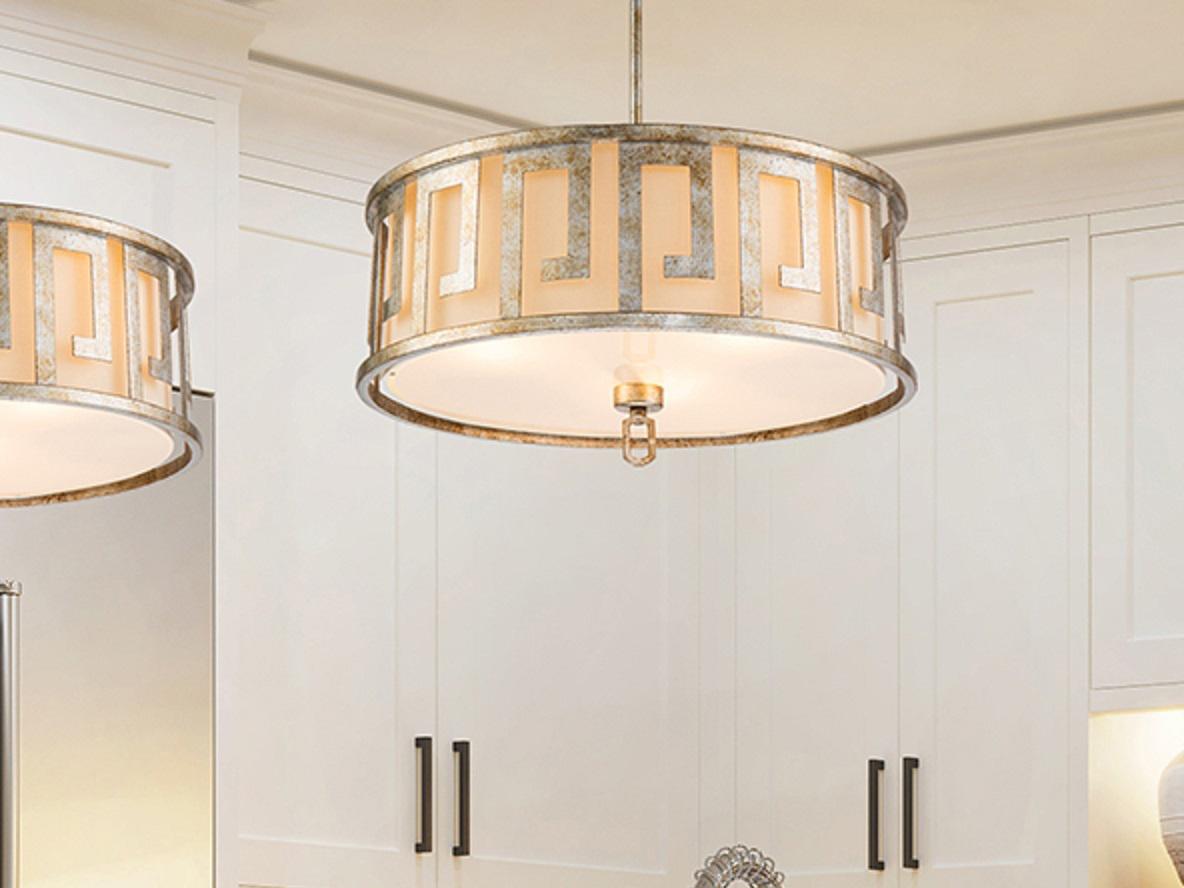 Lucas McKearn Lemuria 3-Light Antique Silver Drum Geometric Pendant