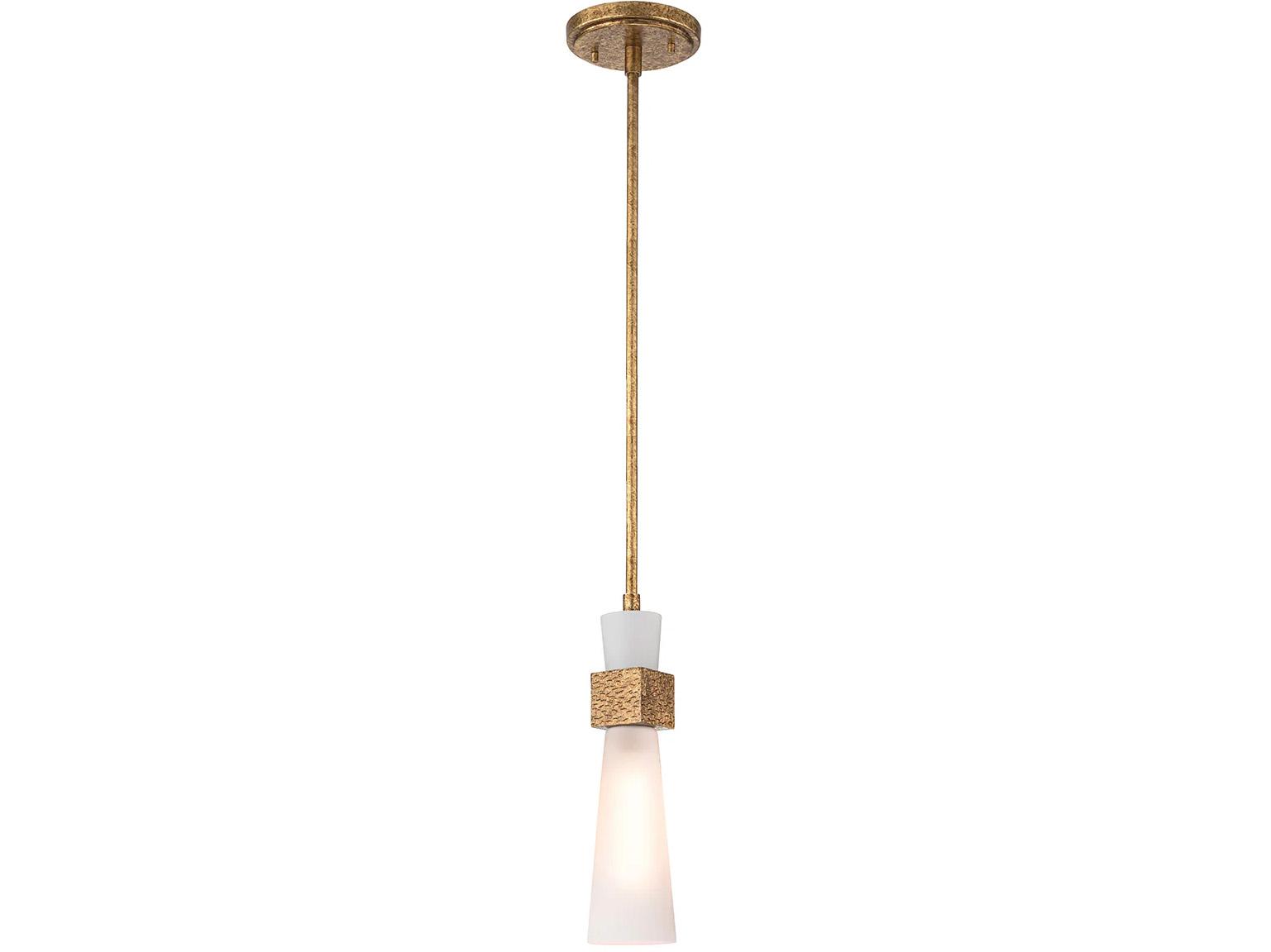 Lucas McKearn Kristy 1-Light Distressed Gold Cylinder Mini Pendant