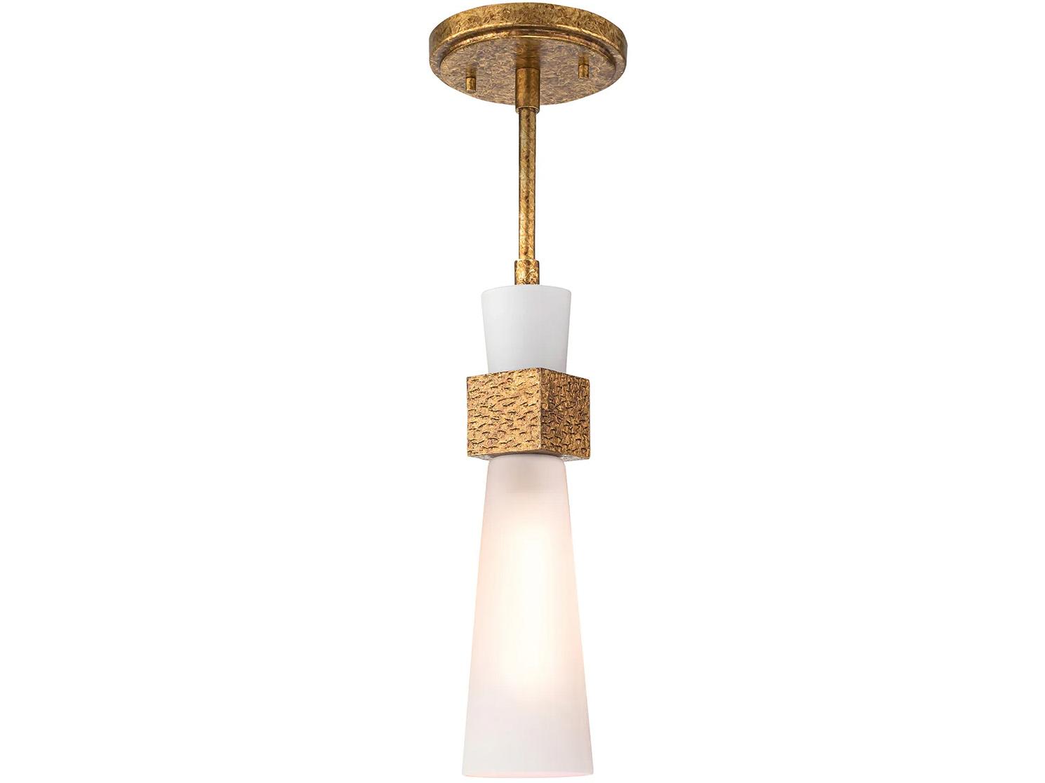 Lucas McKearn Kristy 1-Light Distressed Gold Cylinder Mini Pendant