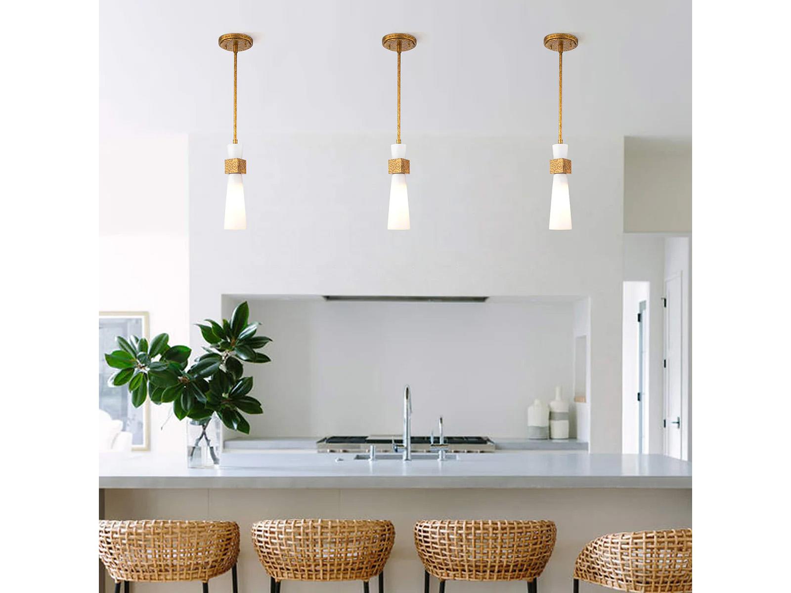 Lucas McKearn Kristy 1-Light Distressed Gold Cylinder Mini Pendant