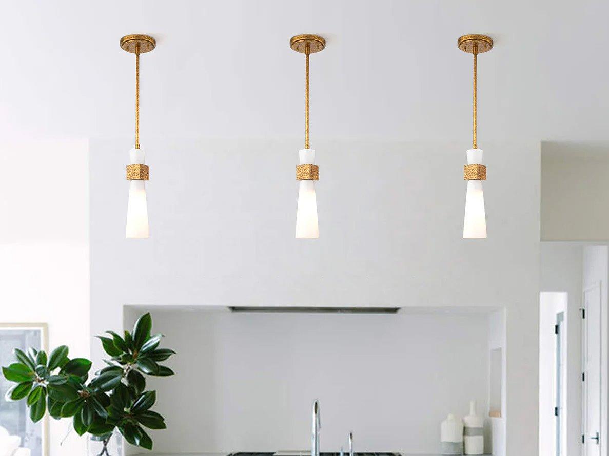 Lucas McKearn Kristy 1-Light Distressed Gold Cylinder Mini Pendant