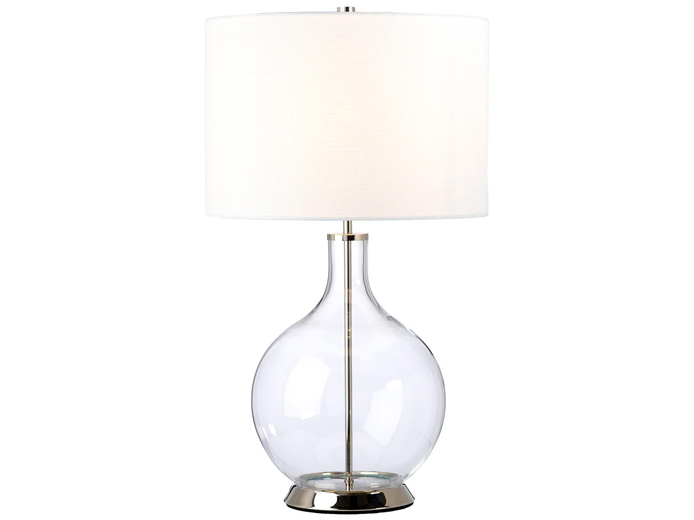 Lucas McKearn Orb Polished Nickel White Faux Linen Glass Buffet Lamp